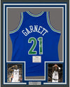 Framed Autographed/Signed Kevin Garnett 35x39 Minnesota Timberwolves Blue Authentic Mitchell & Ness Basketball Jersey Fanatics COA