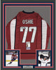 Framed Autographed/Signed TJ T.J. Oshie 35x39 Washington Red Hockey Jersey JSA COA