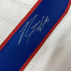 Framed Autographed/Signed Rodney Hampton 35x39 New York White Football Jersey JSA COA