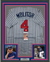 Framed Autographed/Signed Paul Molitor 35x39 Minnesota Pinstripe Baseball Jersey JSA COA