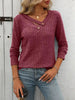 Ribbed Knit Long Sleeve Button Detail T-Shirt by Simply Love