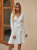 Women's Wrap A-Line Knit Dress Long Sleeve by FitiqueFit