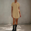 Women’s Retro Casual Corduroy Short Sleeve Shirt Dress by FitiqueFit