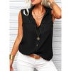 Women's Lapel Collar Sleeveless Top – Loose Fit, Pockets, Solid Color by FitiqueFit