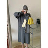 New Korean Style High Collar Solid Color Over-the-knee Knitted Dress