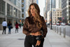 Women's Drapey Satin Lapel Shirt Long Sleeve by FitiqueFit