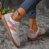 Contrast Lace-Up Round Toe Flat Sneakers – PU Cloth Casual by FitiqueFit