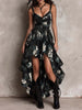 Printed Deep V-Neck Camisole Maxi Dress – High-Waist High-Slit Vacation Dress for Women by FitiqueFit