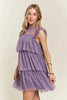Layered Ruffled Cap Sleeve Mesh Dress For Women – Romantic Mesh Dress with Lace & Ruffled Layers for Elegant Parties & Special Events by Stevvex
