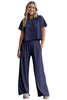 White Raw Hem Loose Tee and Wide Leg Pants Set