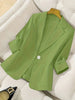 Women's Three-Quarter Sleeve Single-Button Casual Blazer by FitiqueFit