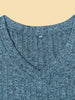 V-Neck Textured Knit Long Sleeve T-Shirt by Simply Love