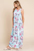 New Floral Round Neck Sleeveless Maxi Dress with Pockets For Women – Elegant Floral Print Dress with Flowing Silhouette and Functional Pockets by Stevvex