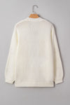White Pumpkin Print Open Front Drop Shoulder Knit Cardigan *NEW* Shipping earliest date is 9/10