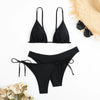 Essential Edge 3-Piece Bikini Set for Women – Solid Color High-Cut Triangle Top Two-Style Bottoms with Side Lace-Up Design & Quick-Drying Comfort – Versatile Women's Swimwear for Summer Pool Beach & Travel by Stevvex