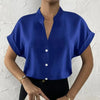 🧡 Summer Women's Satin V-Neck Short Sleeve Shirt – Elegant Casual Wear by FitiqueFit