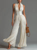 Pleated Wide-Leg Jumpsuit for Women – Sleeveless High-Waist Minimalist Long Jumpsuit by FitiqueFit