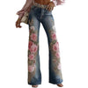 Womens Retro Printed Faux Denim Jeans by My Store