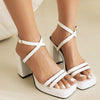 Square-Toe Buckle Strap High Heels – Elegant Thin-Strap Summer Block Heels by FitiqueFit