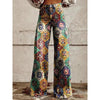 Women's Printed Flare Pants – Mid-Waist Full Length Plus Size by FitiqueFit