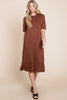 Round Neck Side Slit Midi Dress For Women – Chic Midi Dress, Stylish Round Neck Dress, Side Slit Dress, Versatile Midi Dress, Alluring Side Slit Dress, Elegant Dress for Any Occasion, Timeless Wardrobe Staple by Stevvex