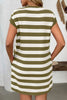 Simple Contrast Striped Round Neck Short Sleeve Mini Dress Casual & Comfortable Everyday Dress for Women by Stevvex