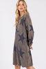 Modern Star Print Round Neck Dress Casual And Trendy Women’s Comfortable Soft Dress by Stevvex
