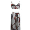 Women's Feather Print Crop Top & Pants Set – 2-Piece Vacation Outfit by FitiqueFit