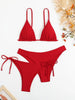Essential Edge 3-Piece Bikini Set for Women – Solid Color High-Cut Triangle Top Two-Style Bottoms with Side Lace-Up Design & Quick-Drying Comfort – Versatile Women's Swimwear for Summer Pool Beach & Travel by Stevvex