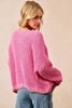 BiBi V-Neck Sweater with Colorful Trim by FitiqueFit