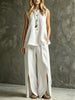 Women's Loose Sleeveless Tank Top & Slit Wide-Leg Pants Two-Piece Set by FitiqueFit