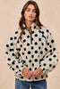 BiBi Polka Dot Sherpa Half Zip Up Top with Side Pocket by FitiqueFit