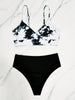 Coastal Flair V-Neck Bikini Set – Eye-Catching Random Print Two-Piece Chic Swimsuit with Spaghetti Straps High Cut Shorts and Ultra-Stretch Comfort – Women’s Summer Swimwear for Beach Days & Casual Poolside Vibes by Stevvex