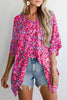 Pink Abstract Print V Neck Half Sleeve Loose Fit Tunic Blouse by Wild and Free Boutique