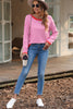 Pink Contrast Trimmed Striped Drop Shoulder Sweater
