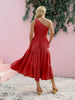 Smocked Single Shoulder Sleeveless Dress Stylish & Comfortable Summer Long Dress Lightweight Dress by Stevvex