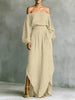 Off-Shoulder Top & Asymmetrical Maxi Skirt Set – Women's 2-Piece Outfit by FitiqueFit