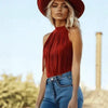 Red Tassel Halter Sleeveless Womens Tank Top by My Store