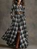 Women's Plus Size Plaid Print Long Sleeve Shirt Dress with Pockets by FitiqueFit
