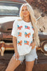 Khaki Patriotic Flag Bow Graphic Starry Round Neck T Shirt by Wild and Free Boutique