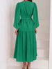 Lightweight Deep V-Neck Balloon Sleeve Maxi Dress Elegant & Flowing Silhouette Unique Dress by Stevvex