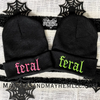Neon Pink Feral embroidered beanie by Madness & Mayhem LLC