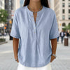 Women's Solid Color Loose-Fit Short-Sleeve Pullover Top by FitiqueFit