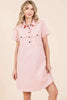 New Button Detail Collared Neck Short Sleeve Shirt Dress For Women – Chic, Trendy, Casual, Unique, Versatile & Classic Elegance by Stevvex