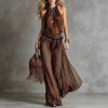 Leopard Print Sheer Wide-Leg Pants & Sleeveless Tank Top Set by FitiqueFit