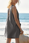 Lovelet Round Neck Sleeveless Romper with Pockets