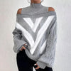 Women’s Elegant Off-Shoulder Turtleneck Sweater — Long Sleeve Knit Top by FitiqueFit