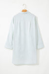 Striped Johnny Collar Long Sleeve Mini Shirt Dress