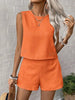 Women's Solid Color Sleeveless Vest & Shorts Set by FitiqueFit