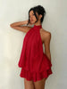 Women's Backless Halter Neck High-Waist Mini Dress with Puffy Skirt by FitiqueFit